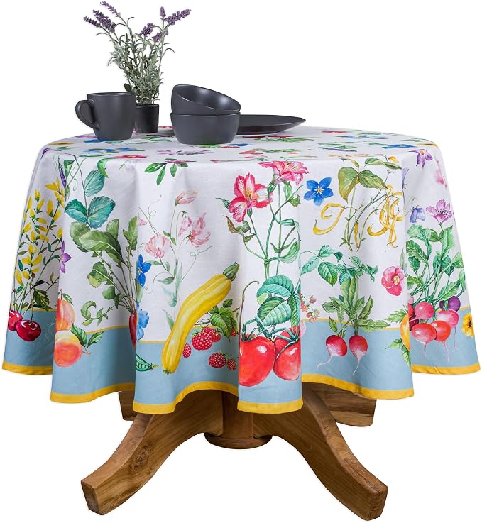 Maison d' Hermine Table Cloth Round Table 100% Cotton 69 Round Inches Tablecloth Reusable Decorative for Dining Kitchen Room Farmhouse Party Home Hotel Restaurant Spring Summer - Giverny