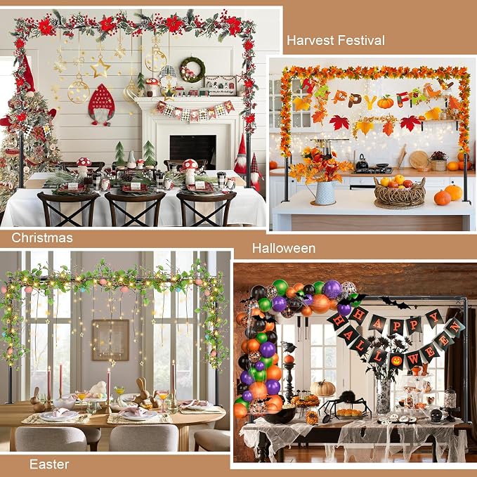 Over The Table Rod Stand with Clamps Adjustable 31-110 in Length 31-64 in Height Black Table Balloon Arch Hanging Stand with Storage Bag for Valentines Day Wedding Birthday Party Decoration