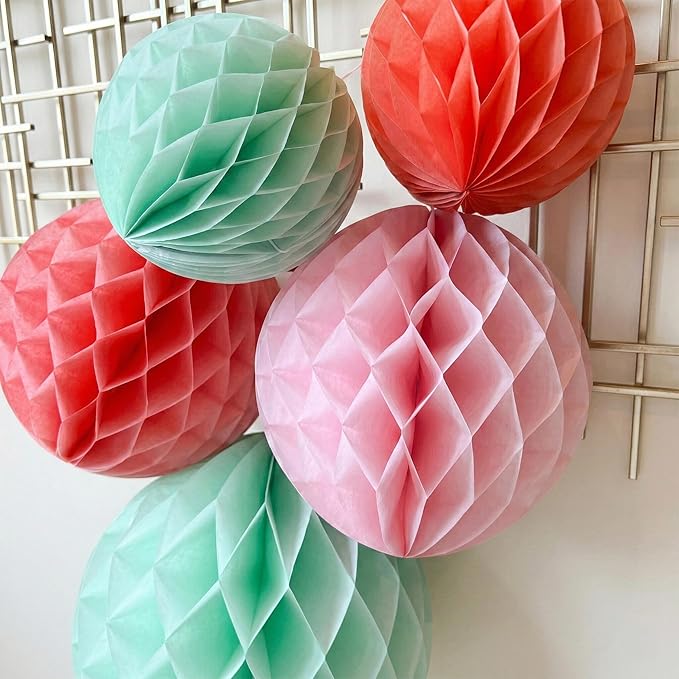 PapaKit 26pc Deluxe Large Multicolor Party Decoration Set - Vibrant Tissue Paper Pom Poms, Honeycomb Balls & Hanging Paper Fans Backdrop - Festive Decor for Birthday, Baby Shower, Fiesta & Photo Booth