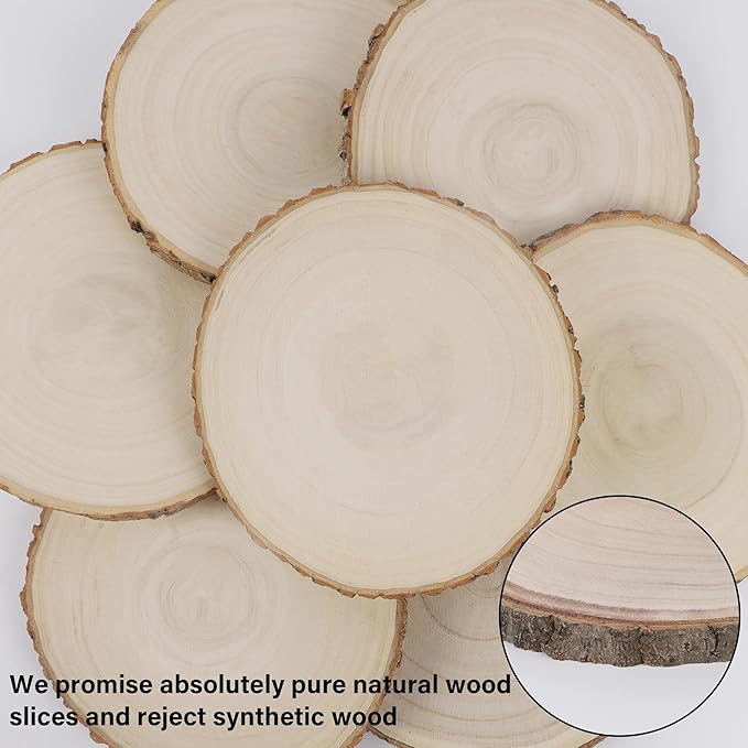 Sancodee 8 Pcs Large Unfinished Wood Slices, 11-12 Inches Wood Slabs for Centerpieces Natural Wooden Circle, DIY Wood Centerpieces for Tables Wedding Party Door Sign Decor