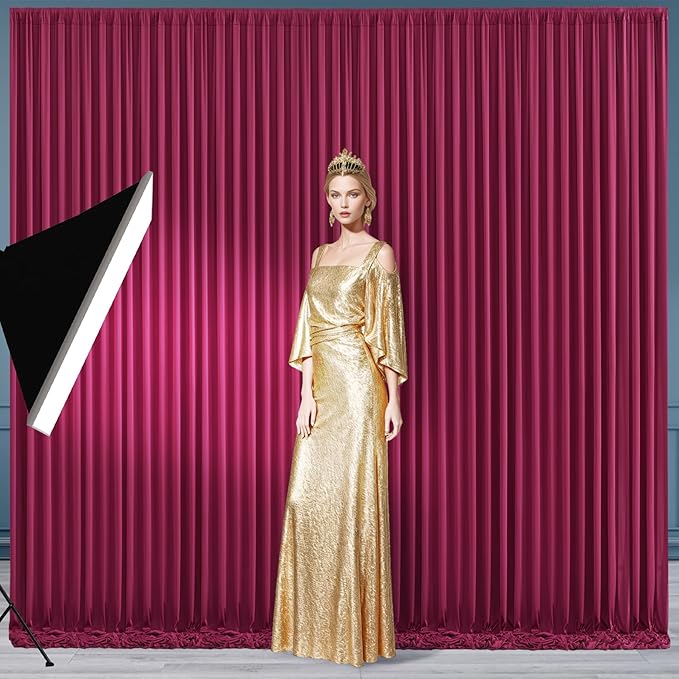 10ft x 7ft Burgundy Backdrop Curtain for Parties Wedding Maroon Wrinkle Free Backdrop Drapes Panels for Birthday Party Bridal Shower Photo Photography Polyester Fabric Background Decoration