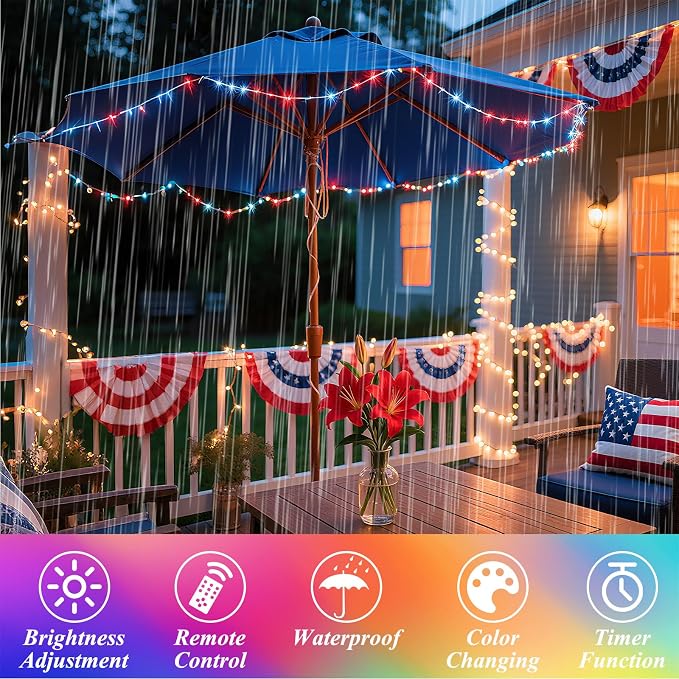 Lovelite Fairy Lights 34 Colors Changing, 2 Pack Total 40FT 120LED Halloween String Lights Battery USB Operated, Waterproof Twinkle Lights with Remote for Holiday Wedding Party Indoor Outdoor