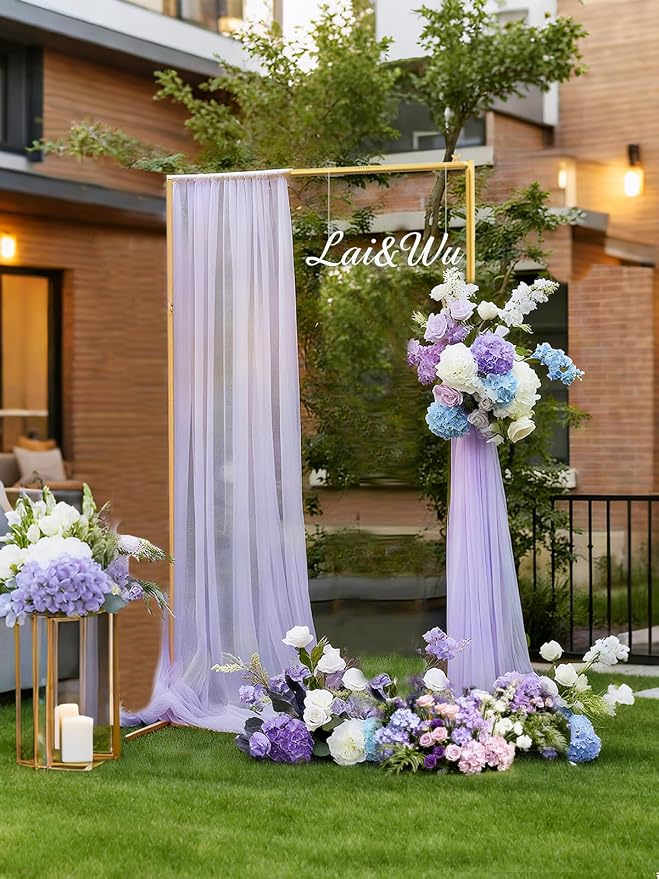 Gold Wedding Arch Backdrop Stand, 6.6 * 3.3FT Square Backdrop Stand Balloon Flower Metal Frame for Ceremony, Anniversary, Party, Birthday,Baby Shower Photo Booth Decoration