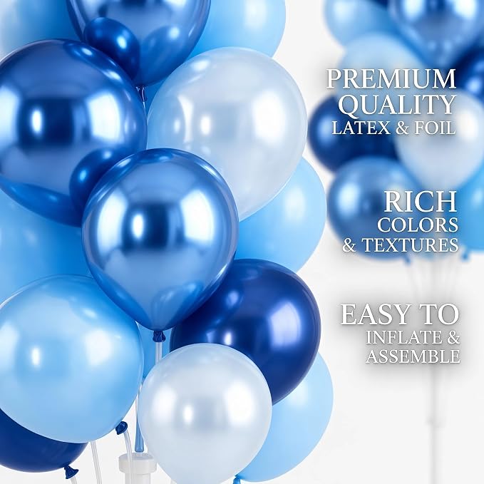 Hiins Balloon Column Kit Set of 2 With Balloons Included - with Base, and Pole,Balloon Tower Backdrop Decoration for Wedding, Baby Shower, Birthday Party, or Bachelorette Parties (Pearl Blue)