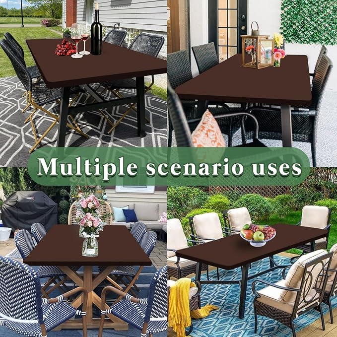 10 Pack Picnic Table Cover Fitted 6 Foot Tablecloth for Rectangle Table Elastic Waterproof Stretch Washable Patio Folding Outdoor Spandex Tablecloth for Camping Banquet and Parties (Coffee 30" x 72")