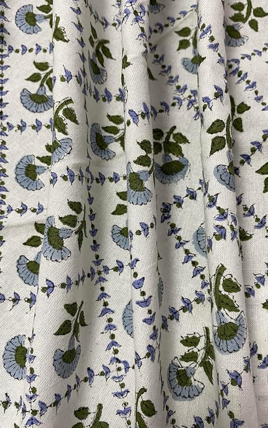 Ridhi Round Tablecloth Hand Block Print 100% Cotton Reusable Indian Light Blue 60 Inch Table Cover Decorative Everyday Use for Dining, Home, Party, Wedding, Farmhouse Gift for Spring, Mother's Day