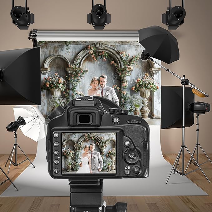 Baocicco 12x8ft Flower Castle Wall Photography Background Vintage Arch European Palace Victoria Wall Backdrop Women Themed Party Birthday Decorations Bridal Shower Ceremony Engagement Photoshoot