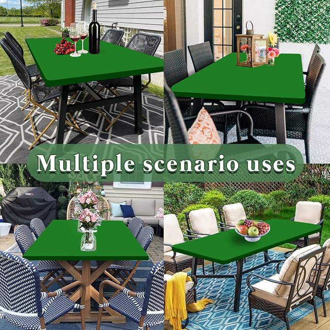 6 Pack Picnic Fitted Table Cover for 8 Foot Tablecloth for Rectangle Tables Waterproof Stretch Washable Folding Indoor and Outdoor Spandex Table Cloth for Camping Banquet and Parties (Green,30" x 96")