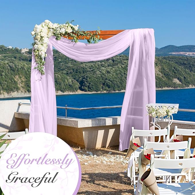 Cheesecloth Table Runner 8 Pack – 35x120 Inch (10ft) Boho Rustic Gauze Cloth Runners – Crinkle Polyester Table Decor for Wedding, Baby Shower, Bridal Shower, Birthday Party and More (Lilac Purple)