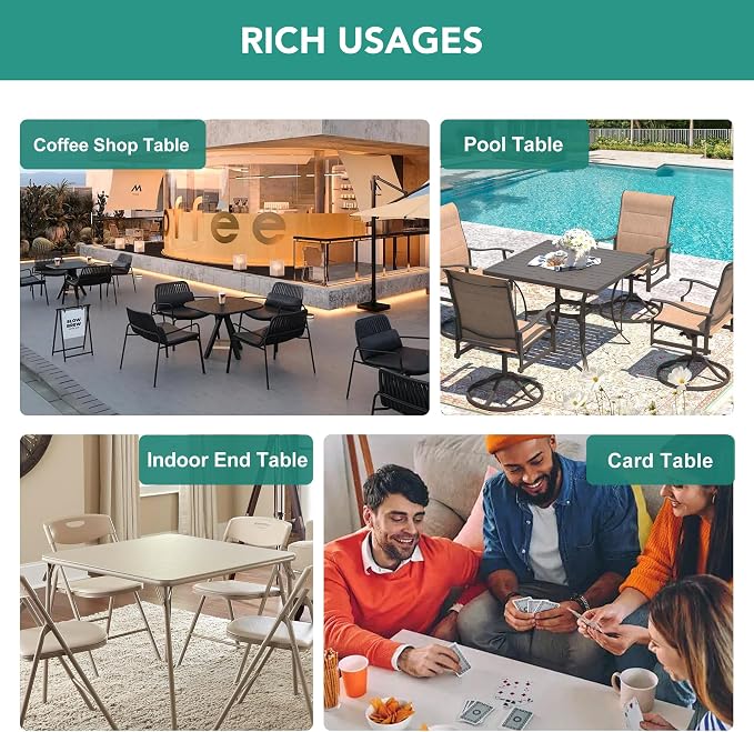 LUSHVIDA 2 Packs Vinyl Card Tablecloth with Flannel Backing 34x34 inch - Waterproof Plastic Picnic Table Cover for Square Folding Table Cloth with Elastic Corners, Light Gray
