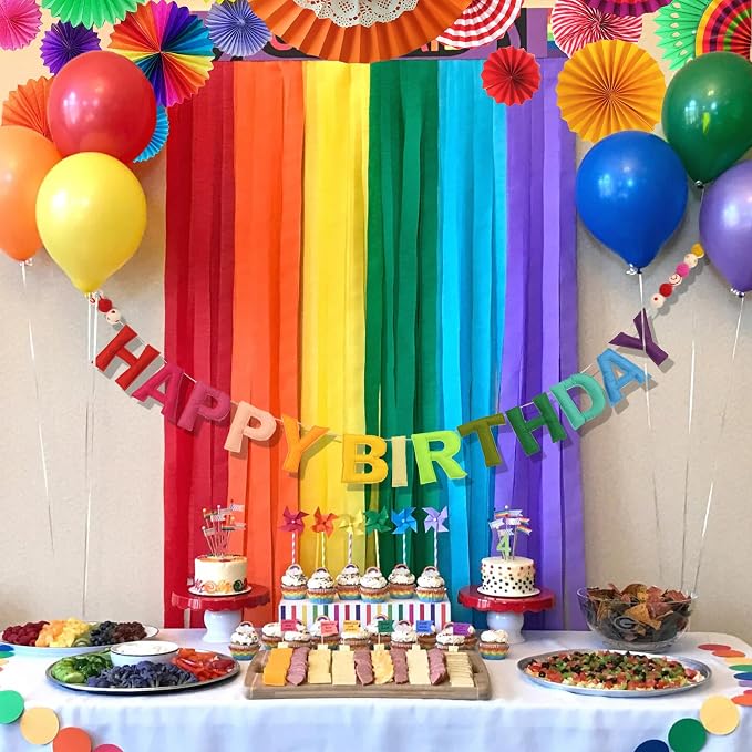 Pre-Strung 3D Felt Happy Birthday Banner - Reusable Rainbow Happy birthday Decorations Sign,Handmade Wool Felt Ball Garland, Pom Pom Garland, Personalized Holiday Sign, Party Decor, Photo Prop
