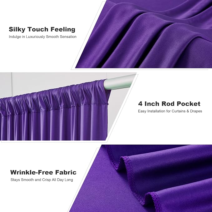 10x14ft Deep Purple Backdrop Curtains for Wedding Party, 2 Panels 14 ft Long Back Drop Cloth, Wrinkle-Free Polyester Drapes for Birthday, Baby Shower, Stage Photography Background