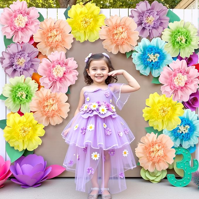 SUNBEAUTY Pastel Paper Flowers 6Pcs Large Tissue Paper Flowers Decoration for Wall 12 Inch Giant Crepe Flowers for Spring Garden Backdrop Pastel Birthday Easter Wedding Party Bulletin Board