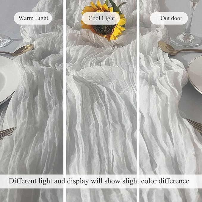 12Pack White Table Runner 10Ft Cheesecloth Table Runner Boho Gauze Table Runners Long Cheese Cloth Table Runners for Wedding Party Bridal Shower Thanksgiving Christmas