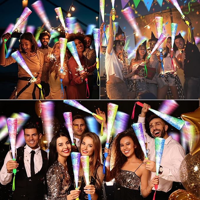 SHQDD 200PCS Glow Fiber Optic Sticks, LED Light Wands, Glow in The Dark Party Supplies, Fiber Optic Wands for Weddings, Birthdays&Events,Flashing LED Party Favors,Colorful Light Sticks for Kids&Adults