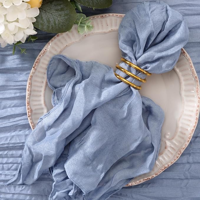 20 Pack Dusty Blue Cheesecloth Napkins Cloth Washable Spring Summer Cloth Napkins Set of 20 Bulk 21x21 Inches for Wedding Baby Bridal Shower Birthday Dinner Party Home Table Decor