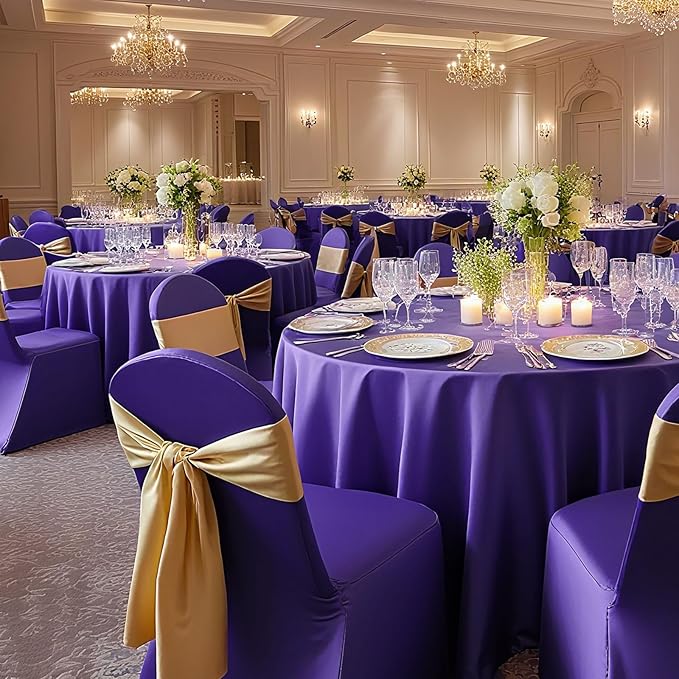VEVOR Chair Covers, Polyester Spandex Chair Cover, Stretch Slipcovers for Wedding Party Dining Banquet Flat-Front Chair Covers (Purple-c, 50PCS)