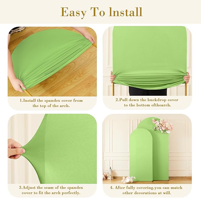Sage Green Arch Cover 2 Set-7.2 and 6ft Arch Backdrop Cover Spandex Fitted Wedding Arch Stand Covers for Birthday Party Baby Shower Bridal Shower Wedding Reception Banquet Photo Background Decorations