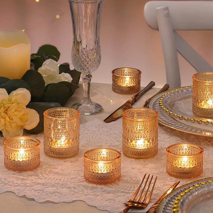 30 Pack Gold Polka Dot Glass Votive Candle Holders, Tealight Candle Holders for Gold Centerpieces, Wedding Table Decor, Bridal Shower, Party & Home Decor