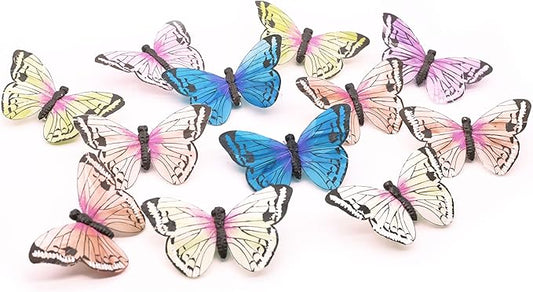 HNH Artificial Butterfly Decorations 3D Feather Butterfly Papillon Butterflies for Flower Bouquets Crafts Spring Butterflies Decor Ornaments - Ideal for Home & Garden (1706C-new)