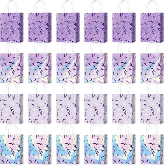 Tosstuki 32 Pcs Kpop Party Decorations, Kpop Party Favor Bags with Handles Purple Lightning Print Gift Bags for Korean Movie Music Birthday Parties Supplies