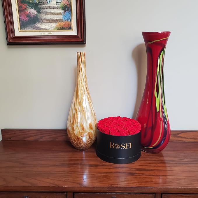 ROSEI Forever Preserved Roses in a Box| Real Forever Flowers, Lasting 1-3 Years, Elegant Floral Decor & Gift for Anniversaries, Birthdays & Special Occasions, 27 Flower Bouquet Preserved in a Box