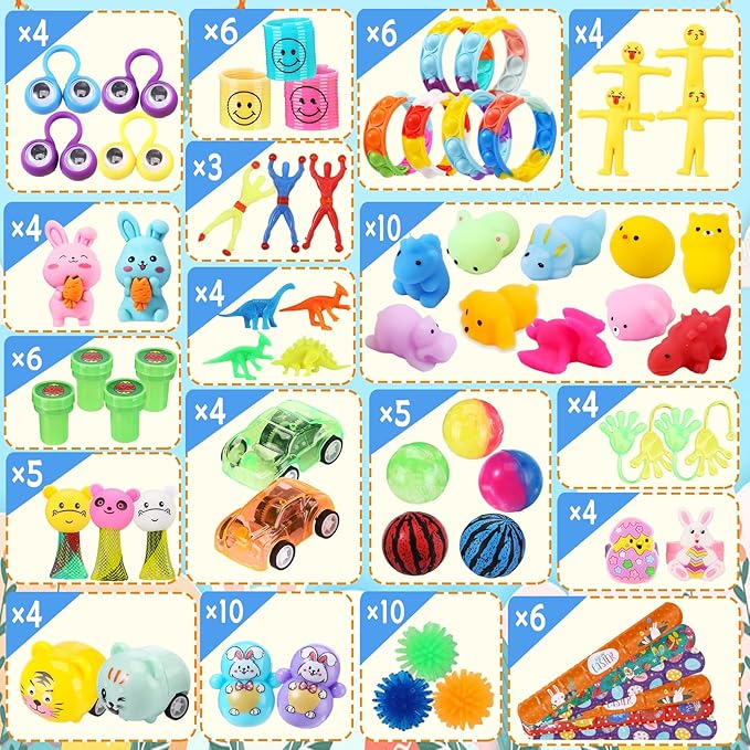 100 PCS Prefilled Easter Eggs with Toys Inside, Plastic Easter Eggs Filled with Toys Bulk for Easter Egg Hunting, Assortment Birthday Party Supplies Gifts Classroom Carnival Prizes for Boys Girls