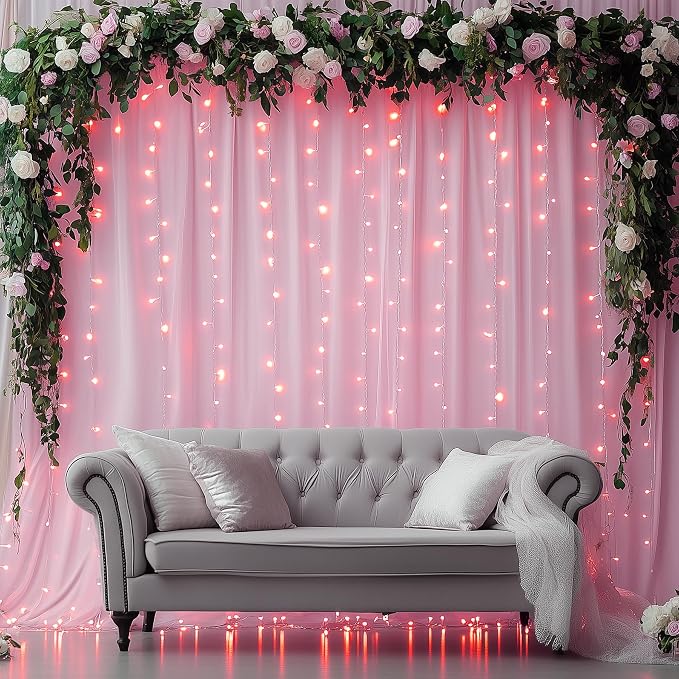 20ftx14ft Baby Pink Backdrop Curtains for Wedding-Wrinkle Free Backdrops Curtain Drapes Fabric Decorations Photo Back Drop Cloth for Baby Shower Photography Stage Reception 14Panels 14ft(H) x 5ft(W)