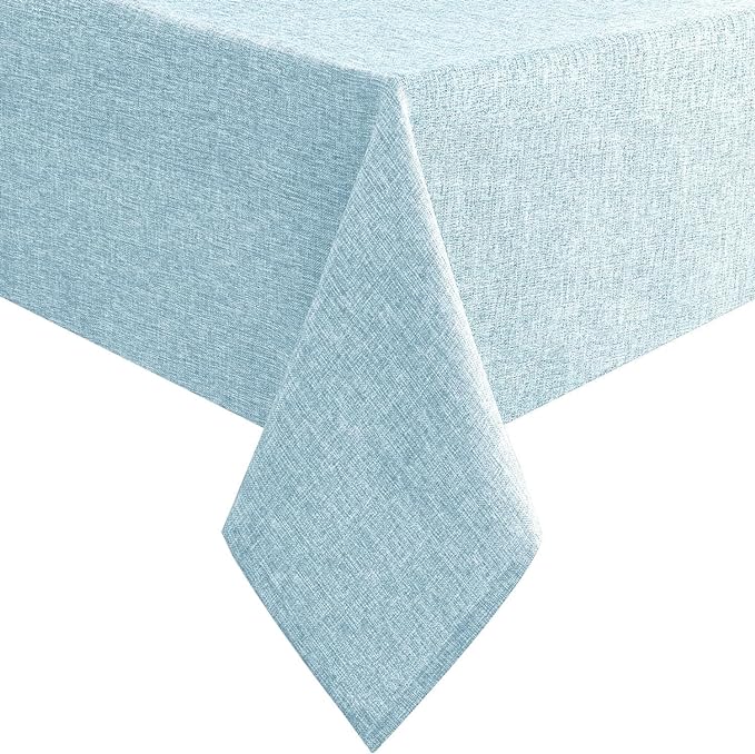 Hiasan Faux Linen Square Tablecloth - Wrinkle and Stain Resistant Washable Table Cloth for Kitchen Dining Room Holiday Table Cover for Dinner, Lux Slate Blue, 60 x 60 Inch