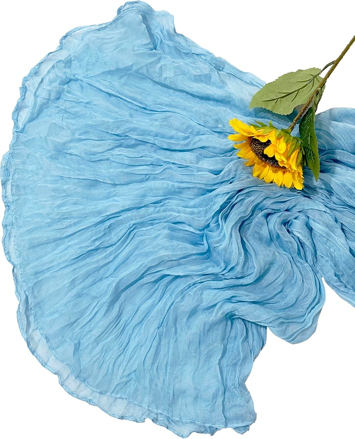 6Pack Baby Blue Cheesecloth Table Runner 10Ft Gauze Table Runner Blue Cheese Cloth Table Runners Long Sheer Fabric Tablerunners for Wedding Party Bridal Shower Thanksgiving Christmas