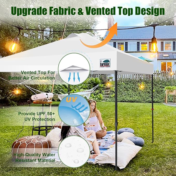 Eurmax USA NOMATTER ONE-Person Open&Close 10x10ft Pop Up Canopy Tent，Portable Shelter Canopy for Outdoor Events，Instant Canopies, Temporary Sunshade,Bonus 4 Sand Bags(Red)