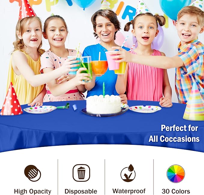 Exquisite Dark Blue Round Tablecloths Plastic Table Cloth Disposable 48 Pack 84" Inch Round Table Cloth Disposable Dark Blue Tablecloths Plastic Tablecloth Indoor/Outdoor Tablecloth Party Supplies