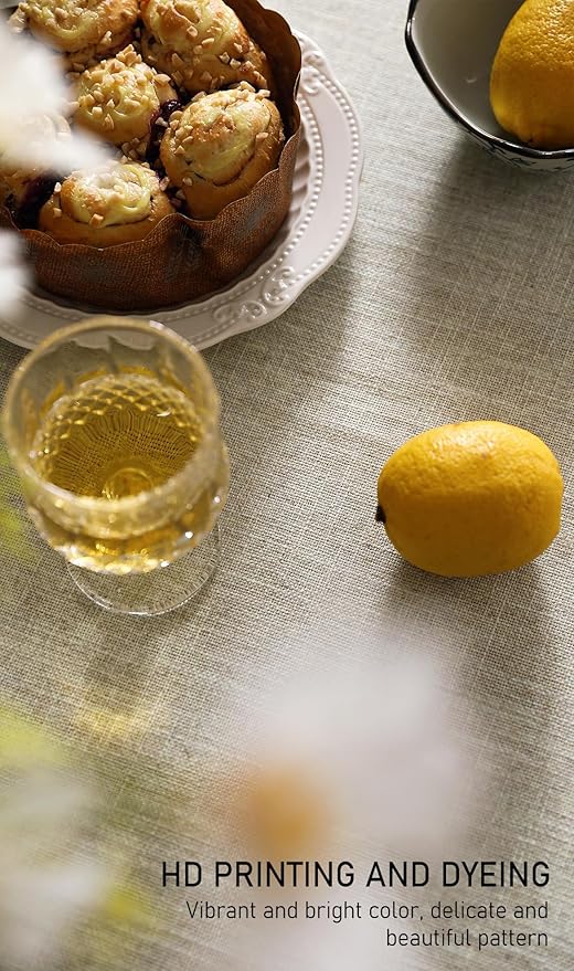 ISAENNE Designer Linen Rectangular Tablecloth,87"x55"-Segerman B | Chinoiserie Vintage Elegant Floral Table Cloth Rectangle Table,Beautiful,Dining Room,Tea Party,Kitchen,Thanksgiving