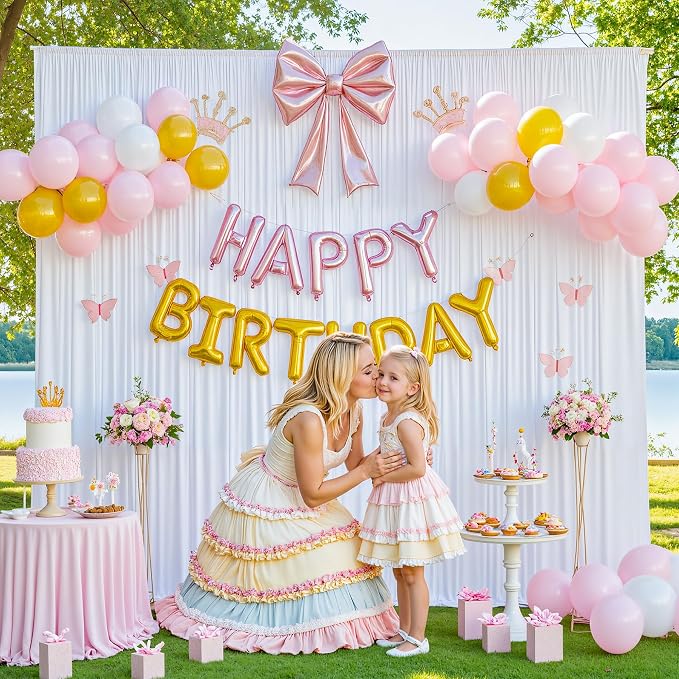 20x8ft White Backdrop Curtains for Parties Wedding Photo Wrinkle Free White Drapes Backdrop Polyester Photoshoot Back Drop for Baby Shower Birthday Party Photography Background 4 Panels 5x8FT