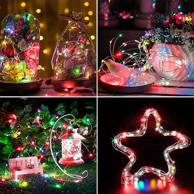 2-Pack Multicolor Fairy Lights Battery Operated with Timer, 16FT 50 LED String Lights Outdoor Indoor, Twinkle Lights Waterproof for Bedroom Wedding Birthday Christmas Parties Centerpiece (Multicolor)