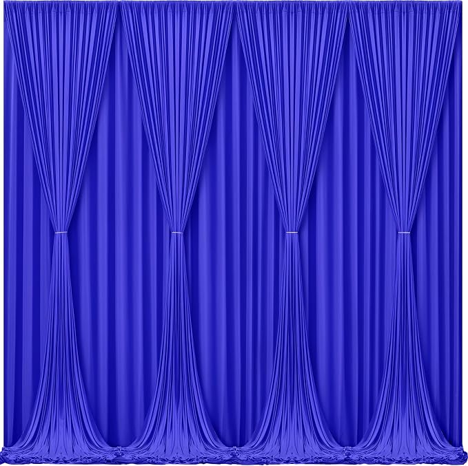 Royal Blue Backdrop Curtains 8 Panels - Wrinkle-Free Polyester Photography Drapes for Baby Shower & Birthday Party - 32 X 10FT