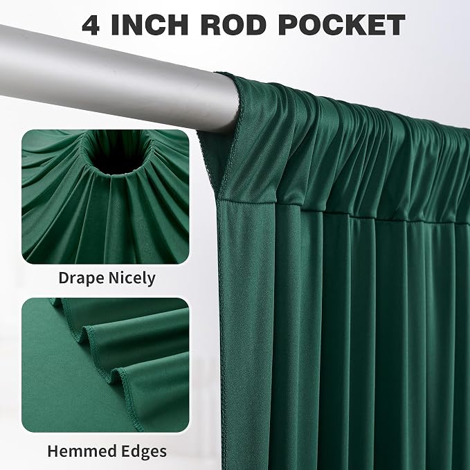 20ftx15ft Hunter Green Backdrop Curtains for Parties, Wrinkle Free Polyester Hunter Green Photo Backdrop Drapes 4 Panels 15 ft Long Back Drop Cloth for Wedding Birthday Photography Background Party