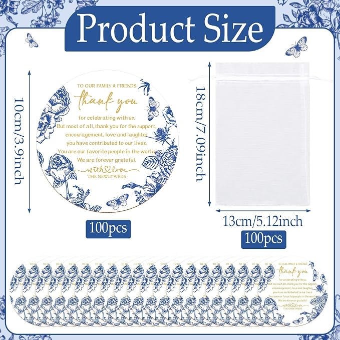 Hushee 200 Pcs Wedding Favors for Guests Blue White Floral Cork Coasters Bulk Bridal Shower Thank You Gifts Chinoiserie Wedding Souvenirs for Guests Blue Floral Engagement Bachelorette Party Supplies