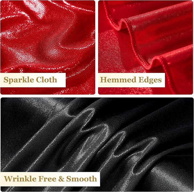 20ftx10ft Black and Red Sequin Backdrop Curtain Panels for Parties, Wrinkle Free Glitter Photo Backdrop Drapes 4 Panels 5x10FT Shimmer Back Drop Cloth for Wedding Birthday Photography Background