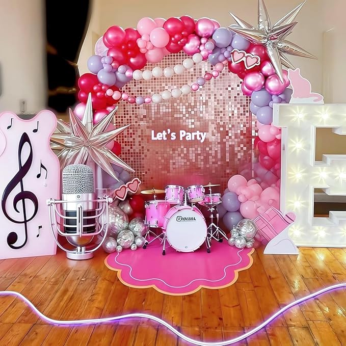 Pink and Purple Balloon Garland Arch Kit, 125pcs Dusty Pink Pastel Lavender Purple Metallic Red White Latex Balloon for Girl Women Birthday Bridal Baby Shower Butterfly Fairy Princess Party Decoration