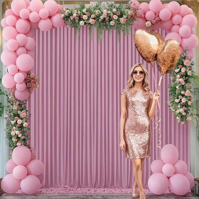 Dusty Pink Backdrop Curtain for Parties Wedding Wrinkle Free Pink Photo Curtains Backdrop Drapes Fabric Decoration for Birthday Party Baby Shower 5ft x 7ft,2 Panels