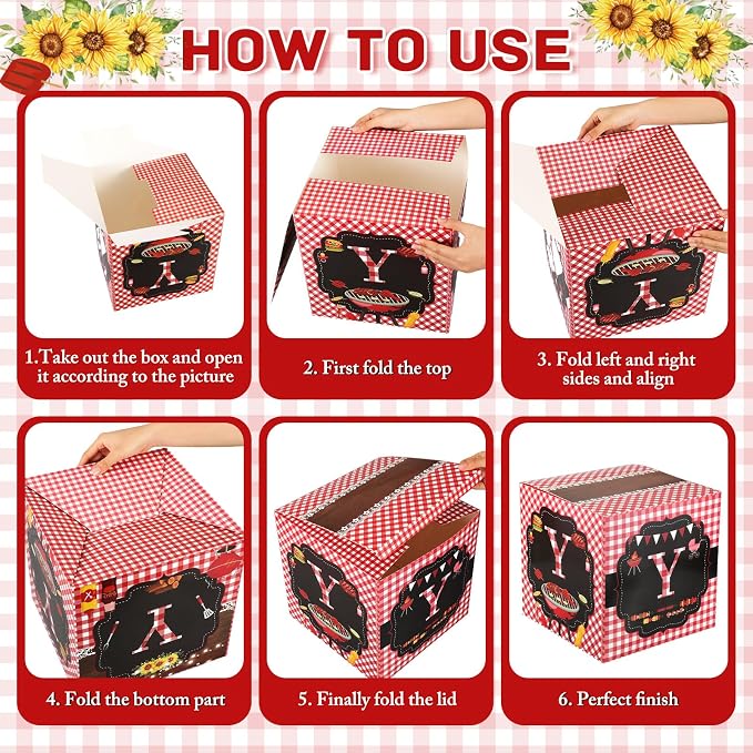 AmazingSpark 4 Pcs BBQ Baby Shower Boxes with Letters BBQ Candy Box Decor with Letters Blocks Newborn Birthday Shower Centerpiece for Party Backdrop