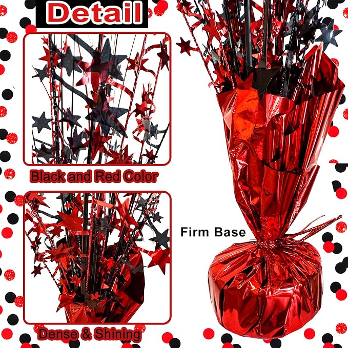 FUBININA 6 Pack 2026 Graduation Table Centerpiece Party Decoration Metallic Foil Spray Centerpiece Glitter Decor Star Tabletop for Graduation New Year NYE Birthday Casino Party Favor, Red and Black