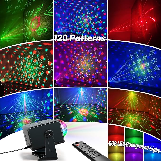 Party Lights DJ Disco Ball & LED Stage Strobe Light with Sound-Activated 10ft USB-C Cable,Remote,Disco Lights for Parties Indoor Use,Birthday,Dance,Clubs,Bar,Living Room,Weddings, Holidays Décor
