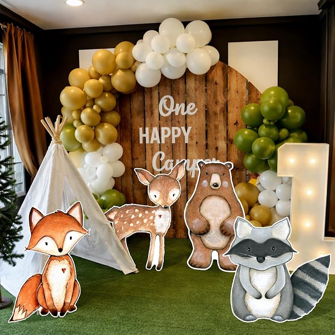 Gemscream 4 Pcs Large Woodland Animal Party Decorations 24 Inch Woodland Classroom Decor Cute Forest Animal Cardboard Cutouts Cartoon Jungle Photo Booth Prop for Birthday Baby Shower Nursery Party