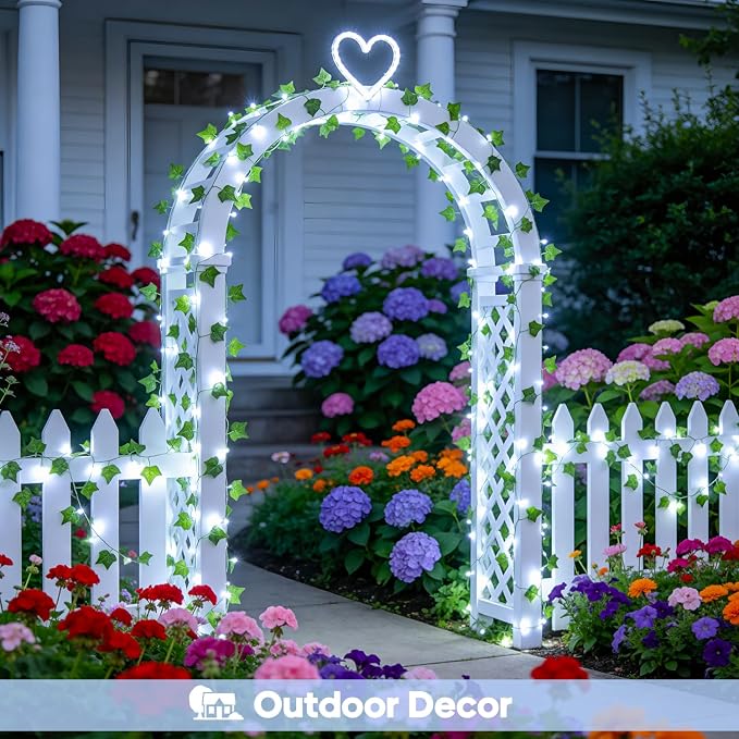 JMEXSUSS 33Ft Vines with Lights Battery Operated, 100 LED Ivy Vines with Fairy Lights Leaf with Remote for Bedroom Wall Classroom Dorm Wedding Birthday Party Decor(White)