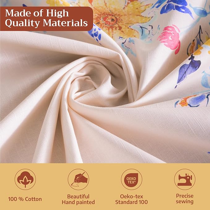 Maison d' Hermine Table Cloth Rectangle Table 100% Cotton 60 x 108 Inches Tablecloth Reusable Decorative for Dining Kitchen Room Farmhouse Party Home Hotel Restaurant Spring Summer - Girassol