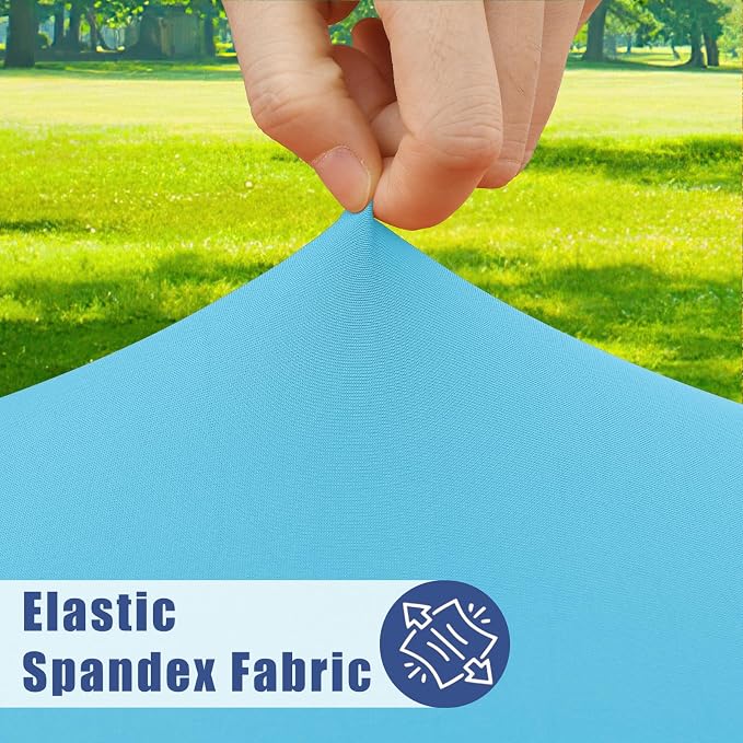 Moosfor Spandex 4 Foot Rectangle Table Cloth 4 Pack, Elastic Fitted Tablecloths for Picnic, Stretch Washable Patio Table Cover for Outdoor, Camping, Banquet and Parties (Blue Mist, 30"x48")
