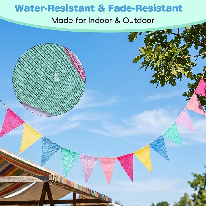 Pastel Pennant Banner Flags - 6 Strings 78ft Colorful Triangle Bunting Burlap for Birthday, Classroom, Graduation, Party, Carnival, Back to School & Outdoor Decorations