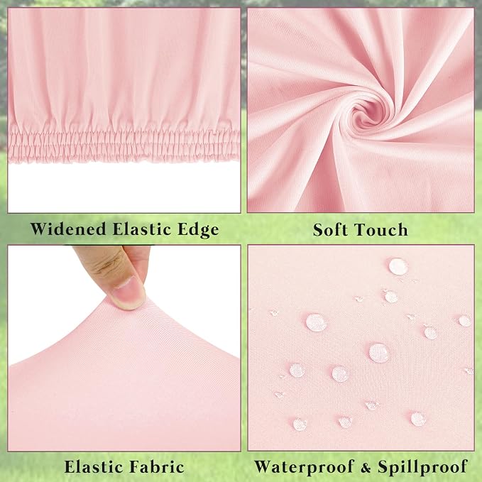 6 Pack Picnic Table Cover Fitted Elastic Tablecloth for 8 Foot Rectangle Tables Waterproof Stretch Washable Folding Indoor Outdoor Spandex Table Cloth for Parties Banquet Camping (Pink,30" x 96")